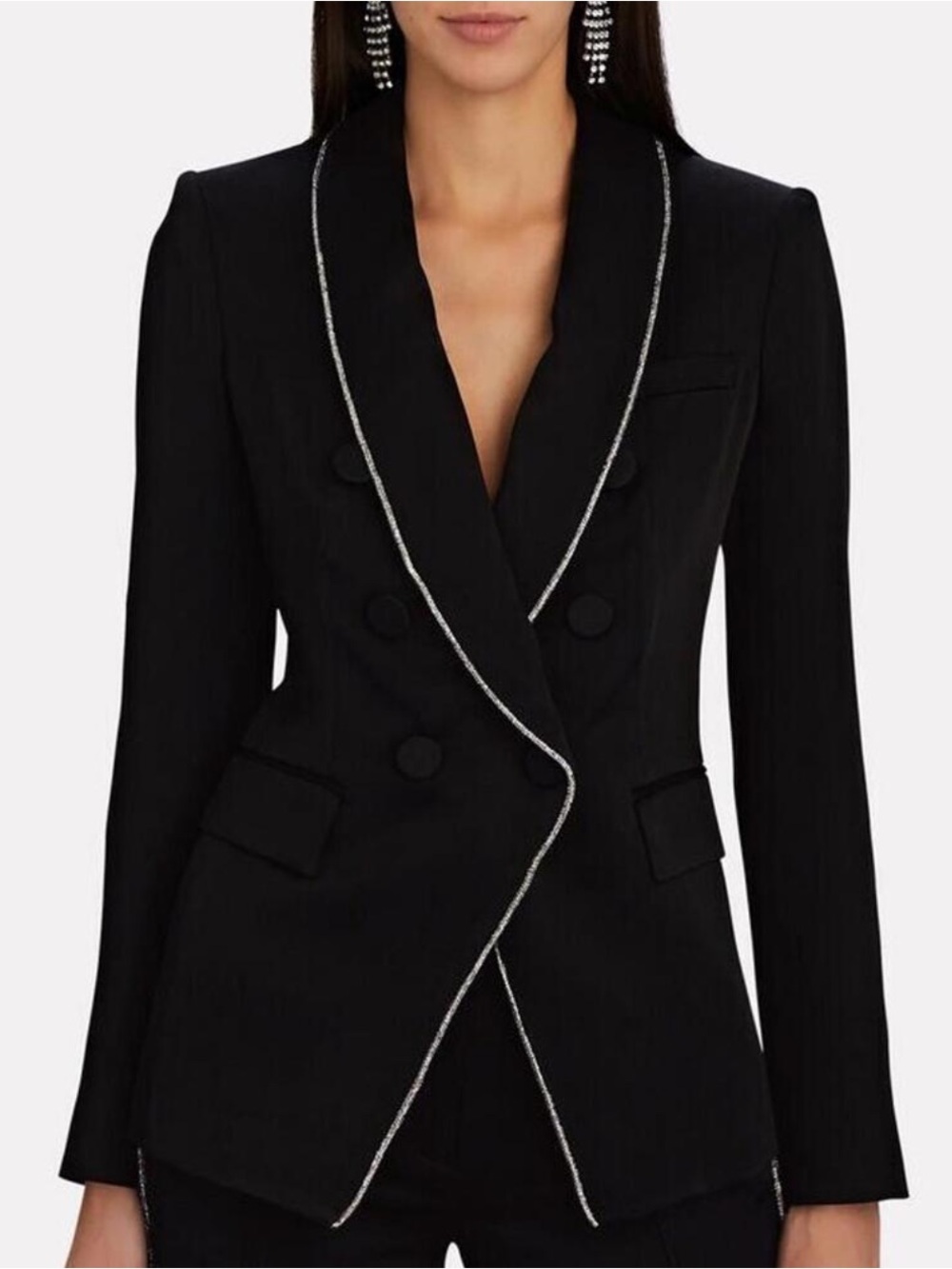 New Veronica Beard JAGGER DICKEY JACKET Crystal Embellishment Black Satin  Sz 10